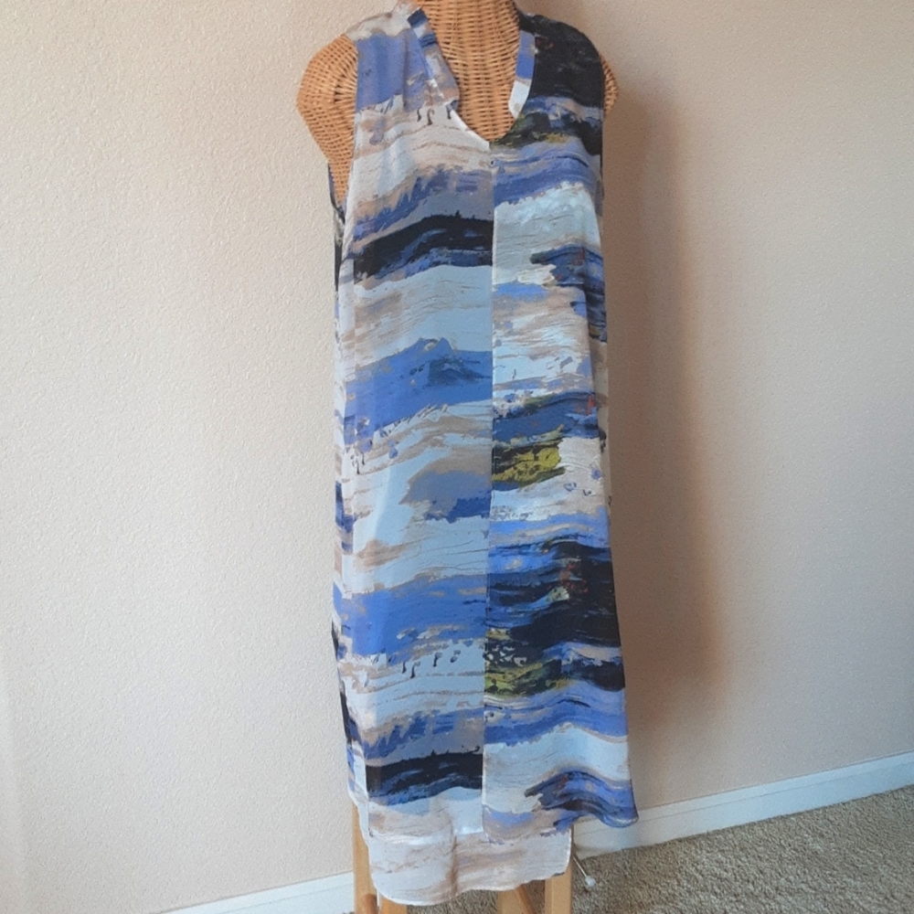 Vera Wang Georgette Watercolor Dress